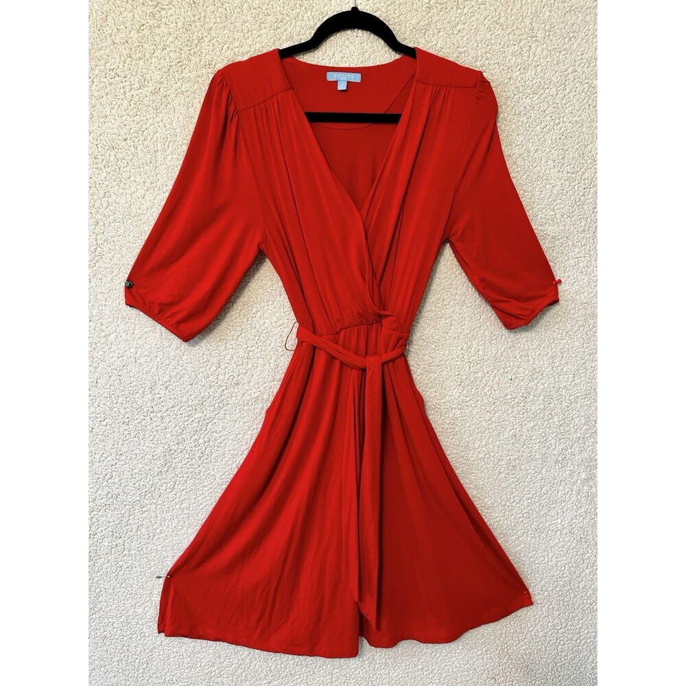 DRAPER JAMES RSVP Reese Witherspoon Knit Wrap Dress Red‎ Party Holiday Small